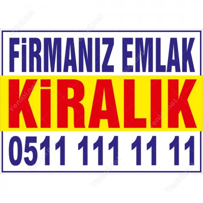Firmamız Emlaktan Kiralık Branda Afişi (Sarı Mavi Renk)