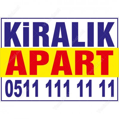 Kiralık Apart Branda Afişi (Sarı Mavi Renk)