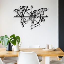 Dünya Haritası Pusula Yaşam Çiçeği Duvar Oda Ev Aksesuarı Metal Tablo 