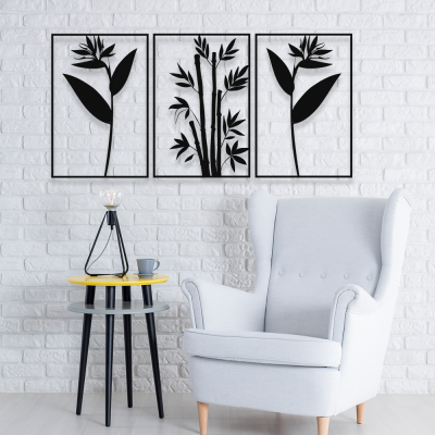 Zarif Üç'lü Çiçekler, Metal Dekarosyon Duvar Tabloları 