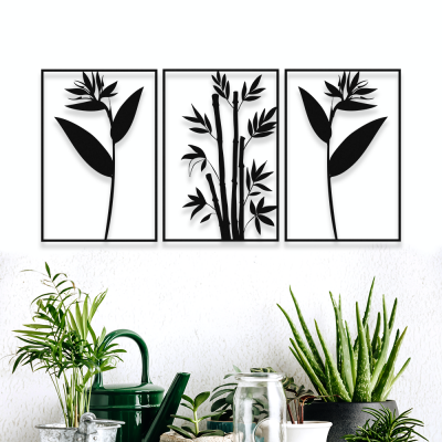 Zarif Üç'lü Çiçekler, Metal Dekarosyon Duvar Tabloları 