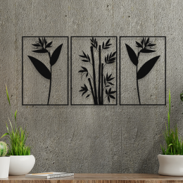 Zarif Üç'lü Çiçekler, Metal Dekarosyon Duvar Tabloları 