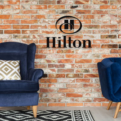 Firmaya Özel Hilton Otel Metal Saç Tabela Dekarosyon Metal Saç Tabela 60x30 cm