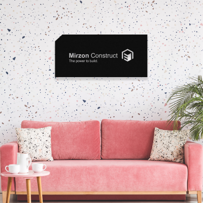 Firmaya Özel Mirzon Construct Tasarım Metal Tabela Dekarosyon Metal Saç Tabela 60x30 cm
