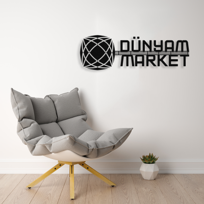 Firmaya Özel Dünyam Market Metal Tabela 70x25 cm 