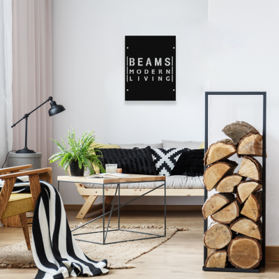 Firmaya Özel BEAMS MODERN LİVİNG Ham Saç Tabela  50x40 cm