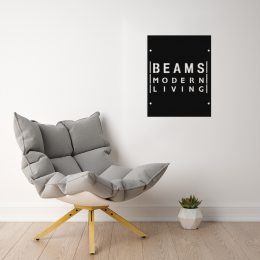 Firmaya Özel BEAMS MODERN LİVİNG Ham Saç Tabela  50x40 cm