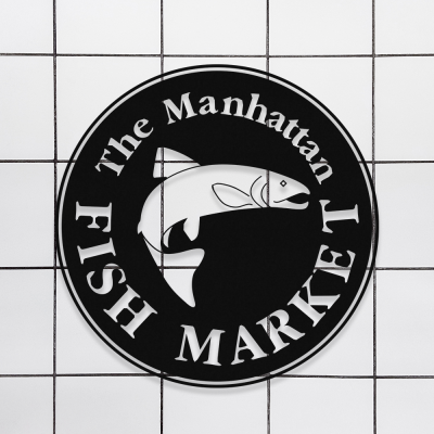 Firmaya Özel FİSH BALIK MARKET YUVARLAK METAL SAÇ TABELA  60x60 cm 