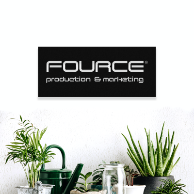 Firmaya Özel Fource Production ve Marketing Dekarosyon İçin Metal Saç Tabela 60x25 cm