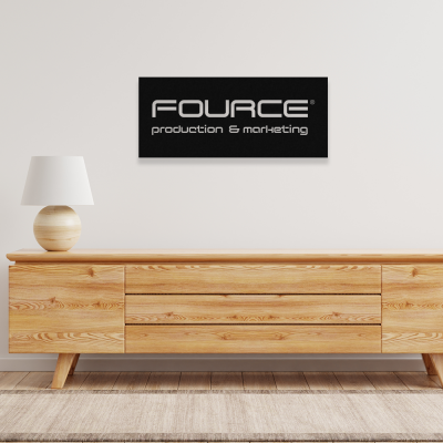 Firmaya Özel Fource Production ve Marketing Dekarosyon İçin Metal Saç Tabela 60x25 cm