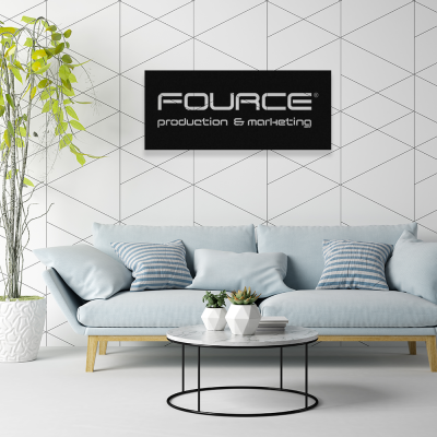 Firmaya Özel Fource Production ve Marketing Dekarosyon İçin Metal Saç Tabela 60x25 cm