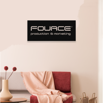 Firmaya Özel Fource Production ve Marketing Dekarosyon İçin Metal Saç Tabela 60x25 cm