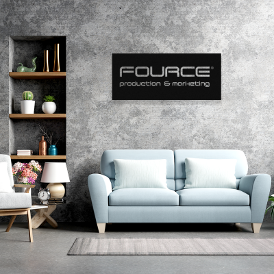 Firmaya Özel Fource Production ve Marketing Dekarosyon İçin Metal Saç Tabela 60x25 cm