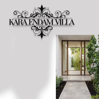 Villalara Özel Kara Endam Villası Metal Tabela Metal Saç Tabela  50x30 cm 