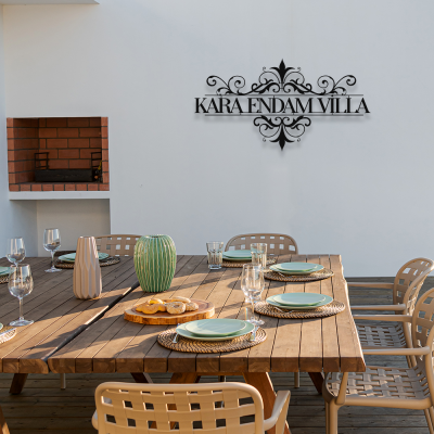 Villalara Özel Kara Endam Villası Metal Tabela Metal Saç Tabela  50x30 cm 