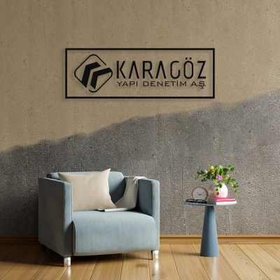 Firmaya Özel Karagöz Yapı Denetim A.Ş. Dekarosyon Metal Saç Tabela  60x20 cm