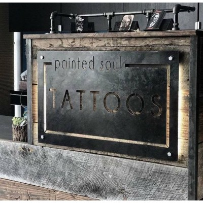 Firmaya Özel Logolu Lazer Kesim Saç Tabela  Yuvarlak 40x60cm