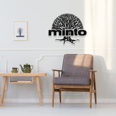 Firmaya Özel Minto ve Yaşam Ağacı Firması Tabelası Dekarosyon Metal Saç Tabela 60x50 cm