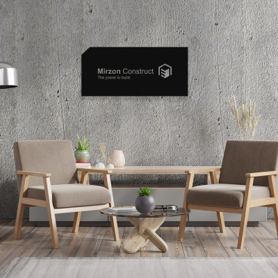 Firmaya Özel Mirzon Construct Tasarım Metal Tabela Dekarosyon Metal Saç Tabela 60x30 cm