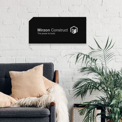 Firmaya Özel Mirzon Construct Tasarım Metal Tabela Dekarosyon Metal Saç Tabela 60x30 cm