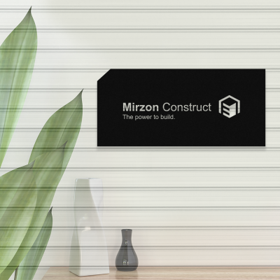 Firmaya Özel Mirzon Construct Tasarım Metal Tabela Dekarosyon Metal Saç Tabela 60x30 cm