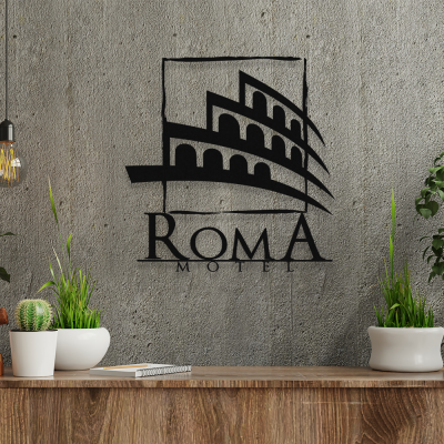 Firmaya Özel Roma Motel Metal Saç Tabela 50x50 cm