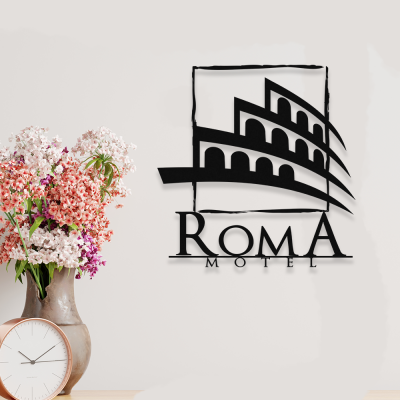 Firmaya Özel Roma Motel Metal Saç Tabela 50x50 cm