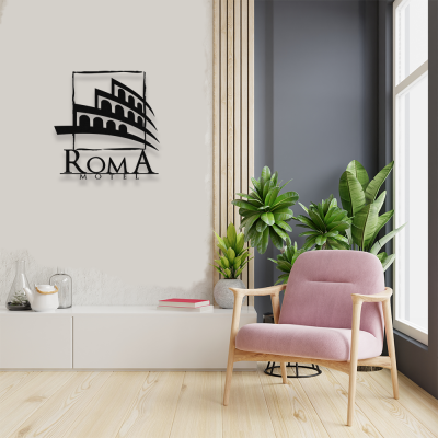 Firmaya Özel Roma Motel Metal Saç Tabela 50x50 cm