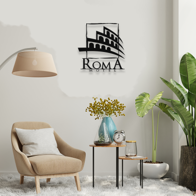 Firmaya Özel Roma Motel Metal Saç Tabela 50x50 cm