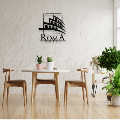 Firmaya Özel Roma Motel Metal Saç Tabela 50x50 cm