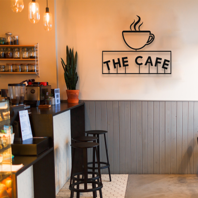 Firmaya Özel THE CAFE VE KAHVE FİNCANI METAL  Tabela 50x40 cm 