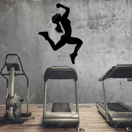 Spor Yapan Kadın Sticker  Yapıştırma