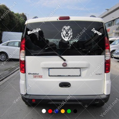 Görkemli Aslan ve Kişiye Özel 2 Adet İsim Sticker