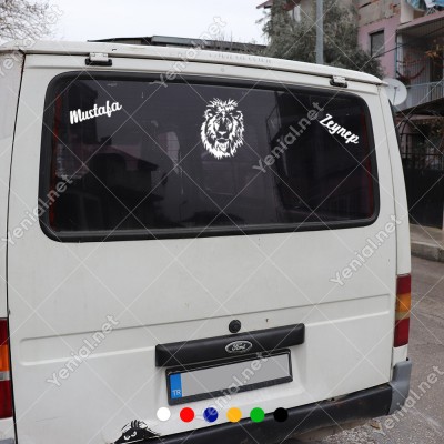 Görkemli Aslan ve Kişiye Özel 2 Adet İsim Sticker