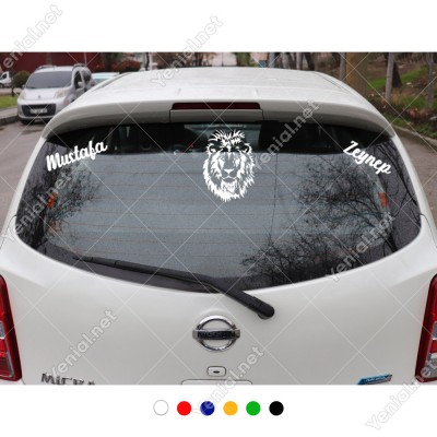 Görkemli Aslan ve Kişiye Özel 2 Adet İsim Sticker