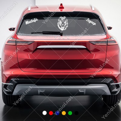 Görkemli Aslan ve Kişiye Özel 2 Adet İsim Sticker