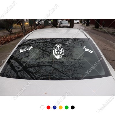 Görkemli Aslan ve Kişiye Özel 2 Adet İsim Sticker
