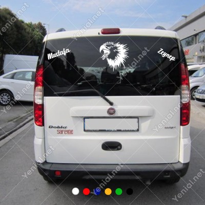 Kızgın Kartal ve Kişiye Özel 2 Adet Yazı Araç Stickerları
