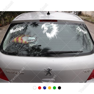 Kızgın Kartal ve Kişiye Özel 2 Adet Yazı Araç Stickerları