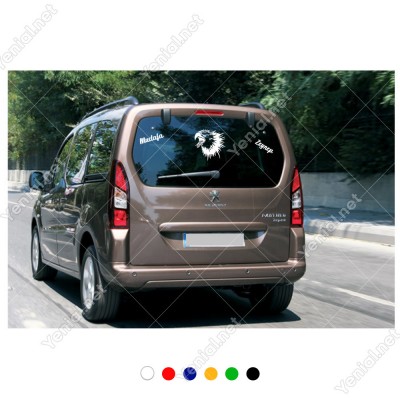 Kızgın Kartal ve Kişiye Özel 2 Adet Yazı Araç Stickerları
