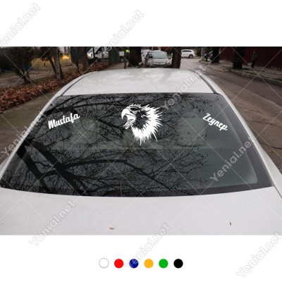 Kızgın Kartal ve Kişiye Özel 2 Adet Yazı Araç Stickerları