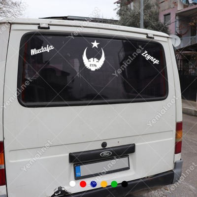 Yıldızlı Çift Başlıklı Karta ve Kişiye Özel 2 Adet İsim Stickerları