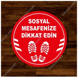 Ayakkabı İzi ve Sosyal Mesafeyi Koruyunuz Yazısı Sticker