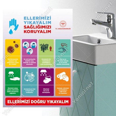 Ellerimizi Yıkayalım Sağlığımızı Koruyalım Koranovirüs Afiş Sticker