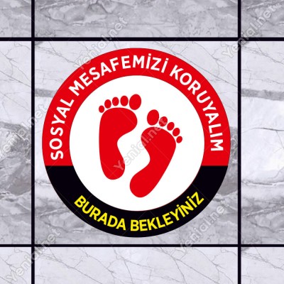 Lütfen Sağlığınız İçin Sosyal Mesafeyi Koruyalım Yazısı Kırmızı Ve Siyah Renk Sticker