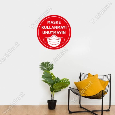 Maske Kullanmayı Unutmayın Sticker Afiş Duvar İçin