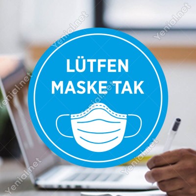Maske Tak Mavi Renk Sticker Afiş Duvar İçin