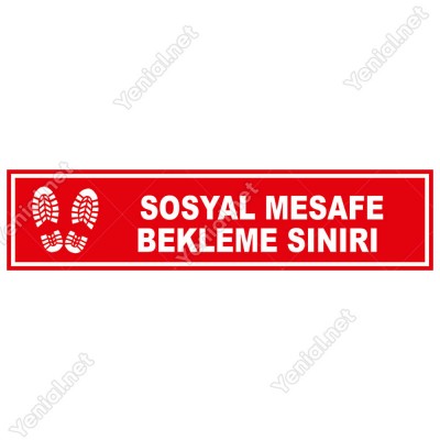 Sosyal Mesafe Bekleme Sınırı Afiş Sticker Yapıştırma 12x50cm