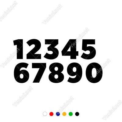 1 Den 0 Kadar (1234567890) Sayı Etiket Sticker Yapıştırma