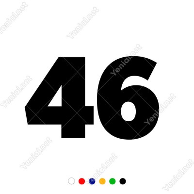 46 Numaralı Sayı Bold Rakam Etiket Sticker Yapıştırma